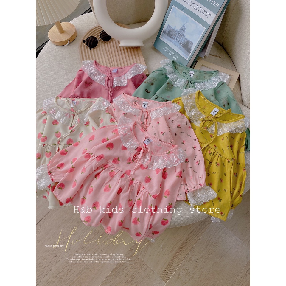 SALE BỘ PIJAMA DÀI CHẤT ĐŨI BÉ GÁI BÁNH BÈO(PJMBB)