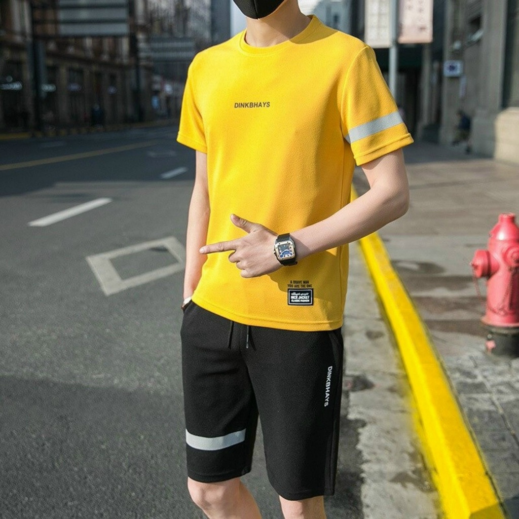 [🎁FREE SHIP💓 ]Bộ Thể Thao Hè Nam Cao Cấp DINKBHAYS màu Vàng | BigBuy360 - bigbuy360.vn
