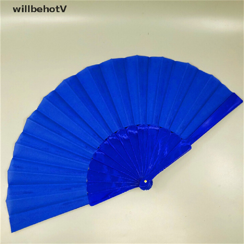 Eshylala 1pc vải nhựa phong cách trung quốc gấp tay cầm quạt khiêu vũ tiệc cưới quà tặng
