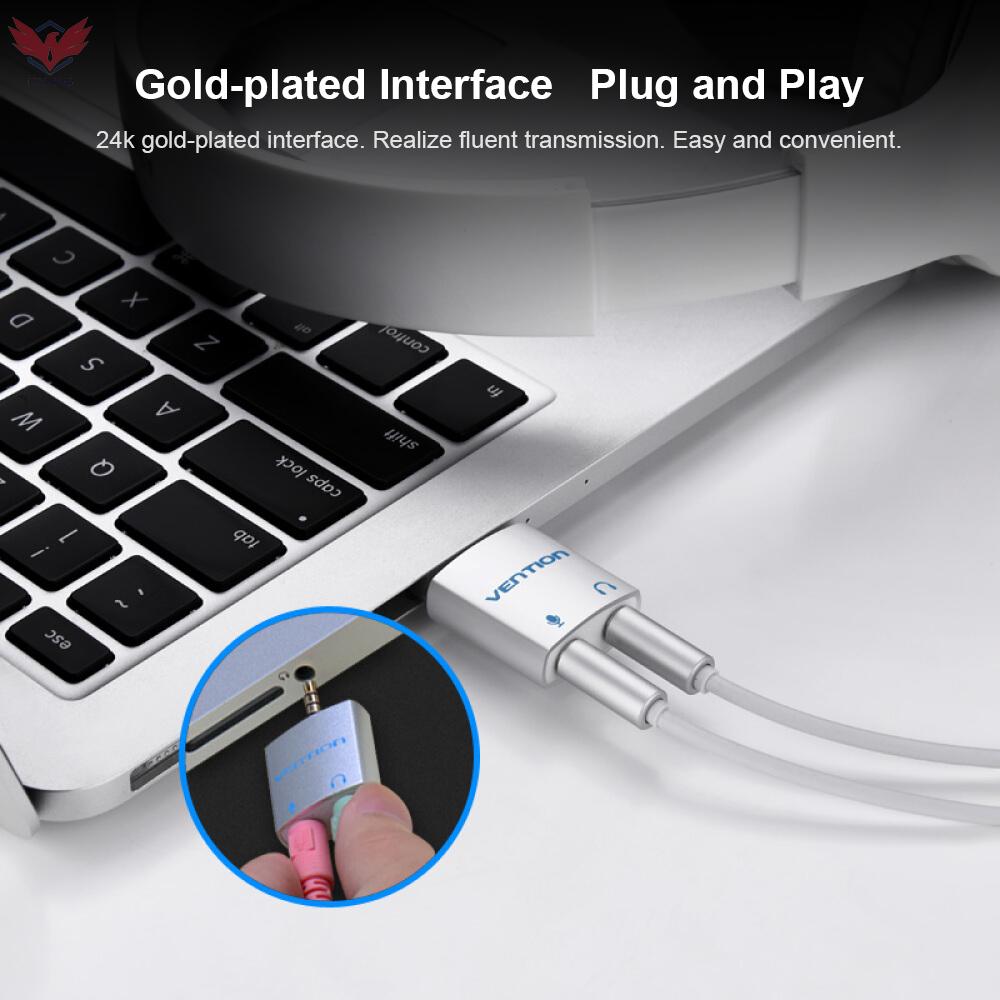 VENTION Bộ Chuyển Đổi Âm Thanh 1 Đầu Cắm Sang 2 Lỗ Cắm 3.5mm Màu Bạc Cho Tai Nghe Điện Thoại Pc | BigBuy360 - bigbuy360.vn