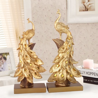 Đồ Trang Trí Thủ Công Hình Con Công Màu Vàng Xanh Dương Sáng Tạo Thời Trang Dành Cho Tủ Rượu Phòng Khách