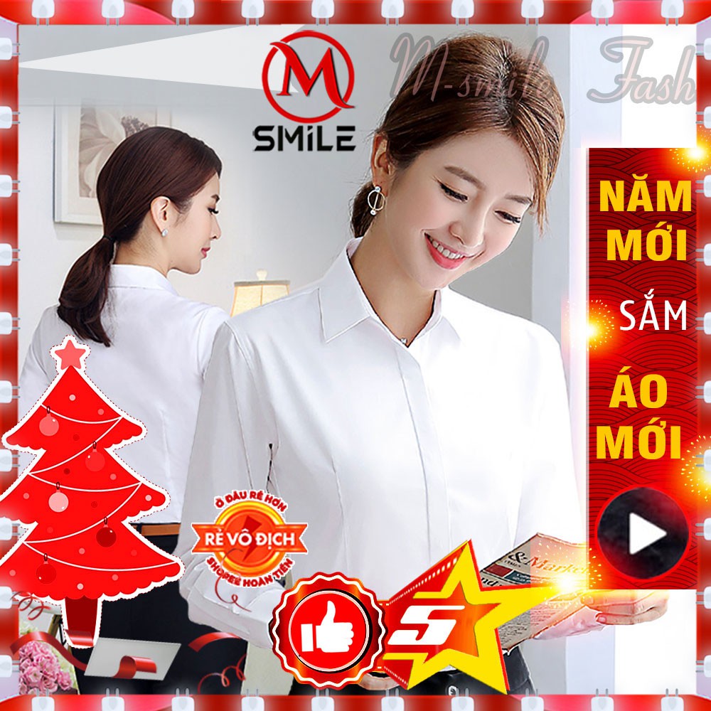 Áo Sơ Mi Nữ Trắng Công Sở, Sơ Mi dài tay dáng ôm lụa hàn cổ đức MSA73