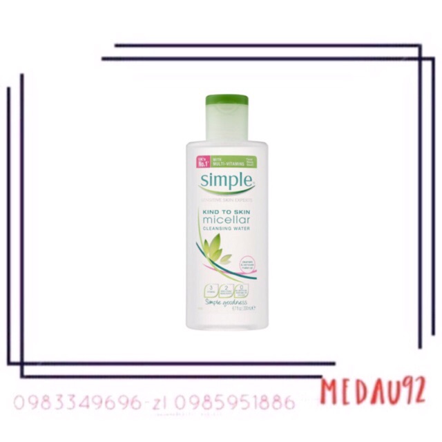 SIMPLE - Tẩy trang Kind to Skin Micellar Cleansing Water