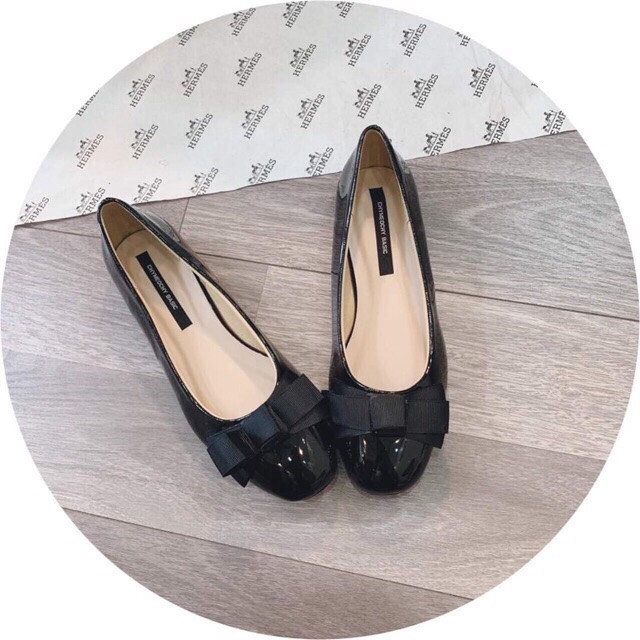 Giày búp bê nơ vải da bóng chất đẹp