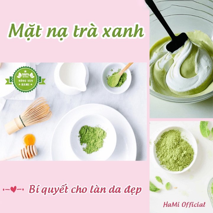 Bột trà xanh đắp mặt 100g HaMi, nguyên chất 100% tự nhiên, mặt nạ làm đẹp hiệu quả