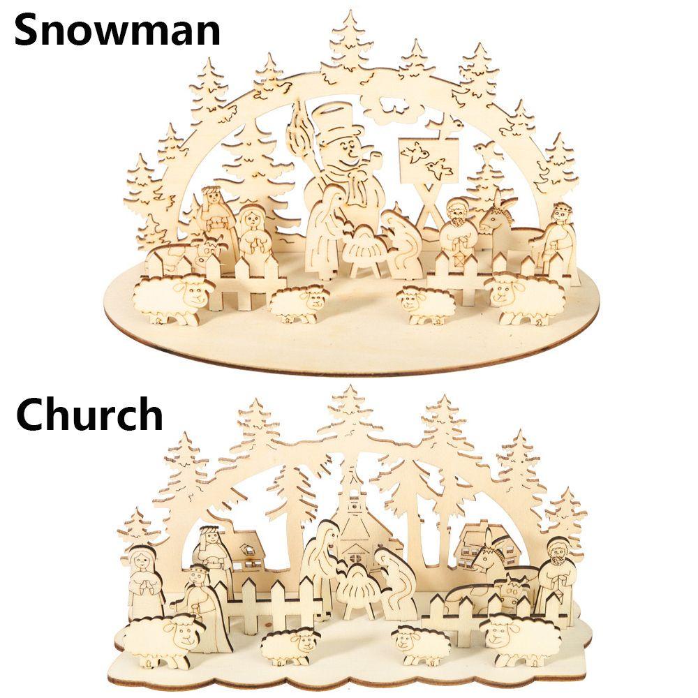 KUNHEV Nhà Thờ Ba Chiều Bằng Gỗ Trang Trí Giáng Sinh DIY