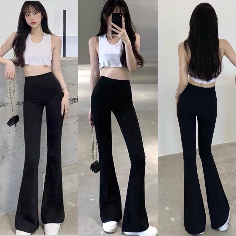 [VIDEO/SẴN] Quần legging ống loe co dãn chất thun tăm tôn dáng vòng hai quyến rũ