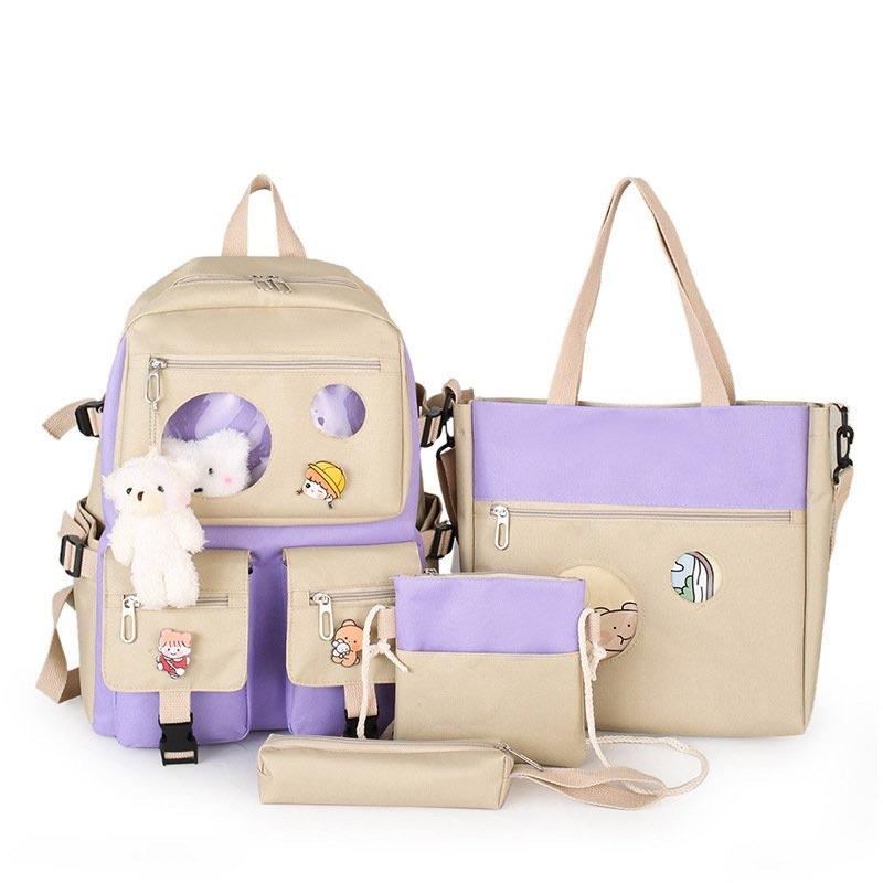 Balo Combo 4 Món, Balo Thời Trang Set 4 Món, Balo Nữ, Balo Đi Học Laptop