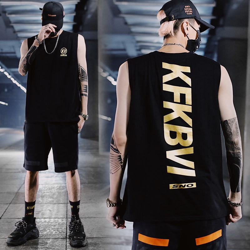 Quần Áo Ngắn Tay Áo Sơ Mi Ngắn Tay (✙☎Áo Ba Lỗ 100% Cotton Thời Trang Mùa Hè Phong Cách Hip Hop Năng Động Dành Cho Nam
