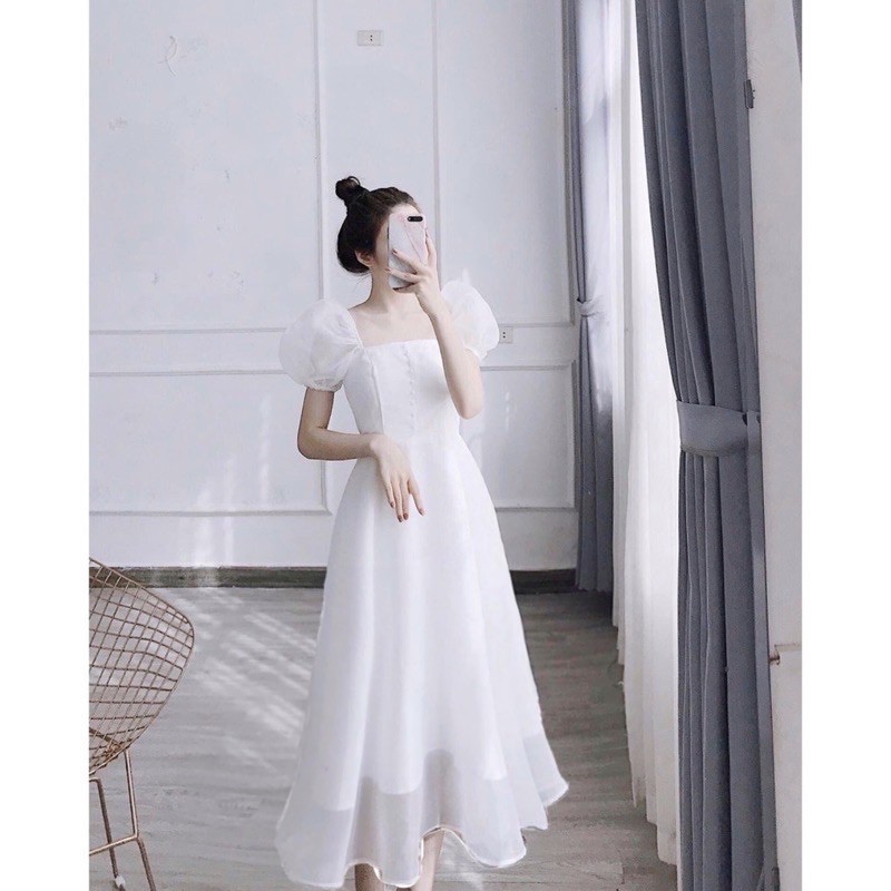 [FREESHIP - HÀNG CAO CẤP] ĐẦM XOÈ TAY PHỒNG PHỐI NÚT CỰC XINH BORI DRESS