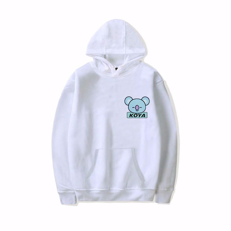 Áo Hoodie Nhung Màu Trơn In Hình Bt21 Bts Dễ Thương Cho Nam Và Nữ