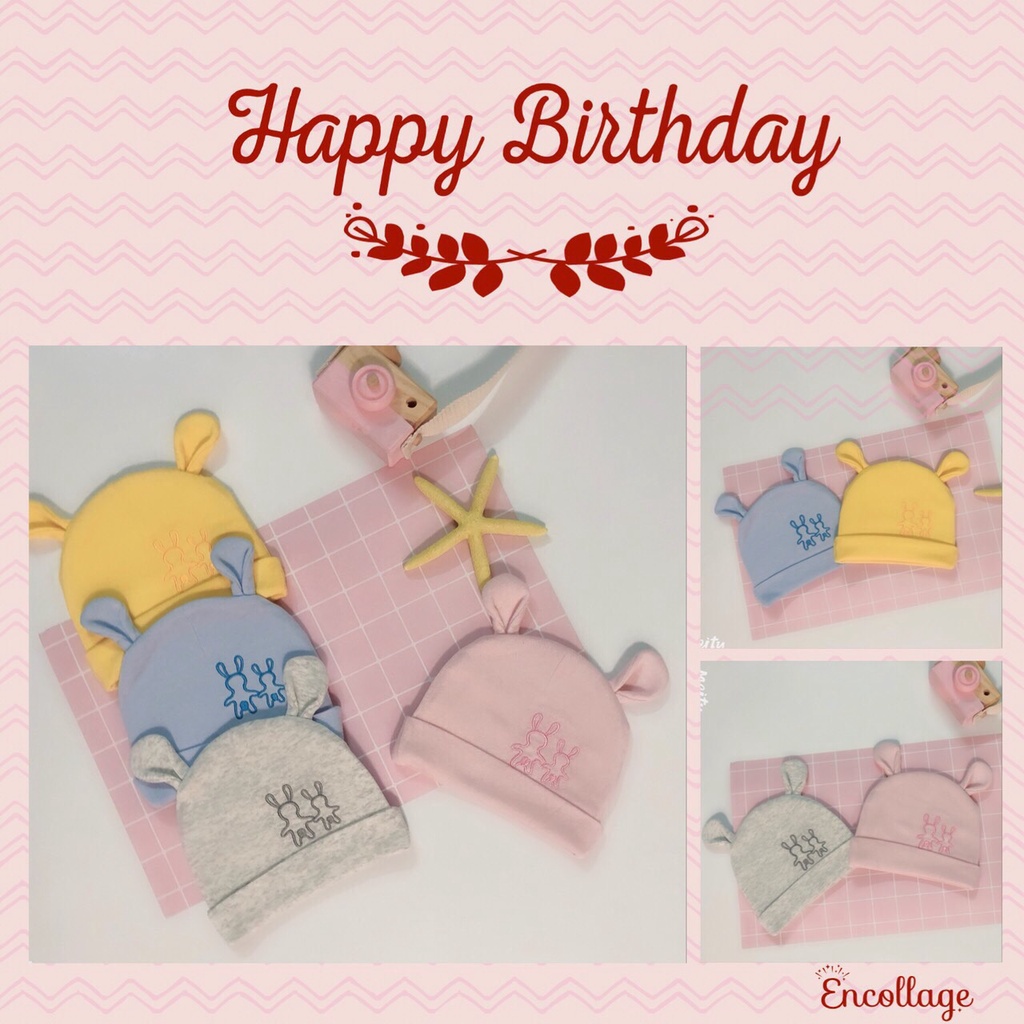 Mũ nỉ cotton thu đông cho bé từ 3-9m