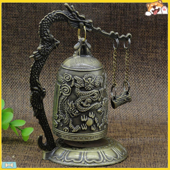 Chuông Phật giáo kim loại chạm khắc họa tiết rồng tinh xảo đẹp mắt