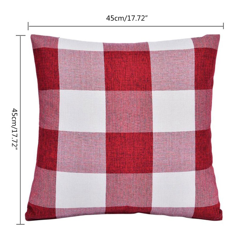 SUN 3pcs/set Classic Retro Checkered Linen Pillowcase Back Cushion Cover Decoration Pillow Case for Home Bedroom Sofa Car