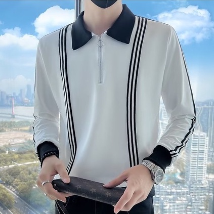Áo polo sweater nam dài dáng rộng thiết kế đơn giản phong cách hàn quốc cho nam top áo len tay dài nam simple áo sweater nam fashion áo len cao cổ nam