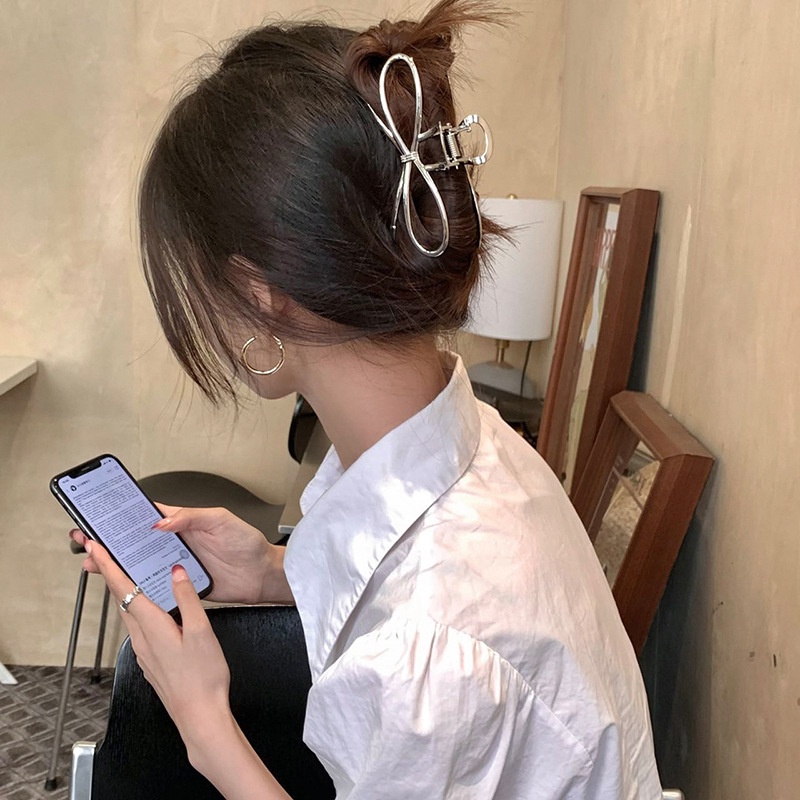 Kẹp Tóc Càng Cua Kim Loại Hình Nơ Sanh Chảnh Phong Cách Hàn Quốc