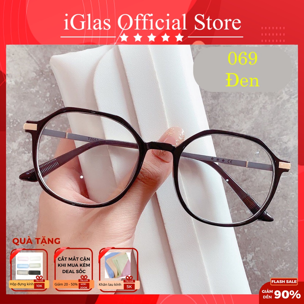 iGlas 069 – Kính chống ánh sáng xanh dáng lục giác thời thượng 2022, Mắt kính chống ánh sáng xanh màn hình máy tính
