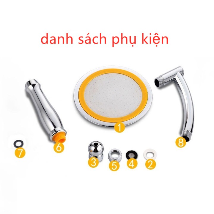 Bộ vòi sen tăng áp 15CM,xoay 360 độ( bộ tay sen + dây sen + giá đỡ)