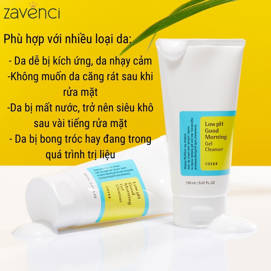 Sữa rửa mặt Cosrx Low pH Good Morning Gel Cleanser cho da dầu mụn 150ml - ZAVENCI Official | BigBuy360 - bigbuy360.vn