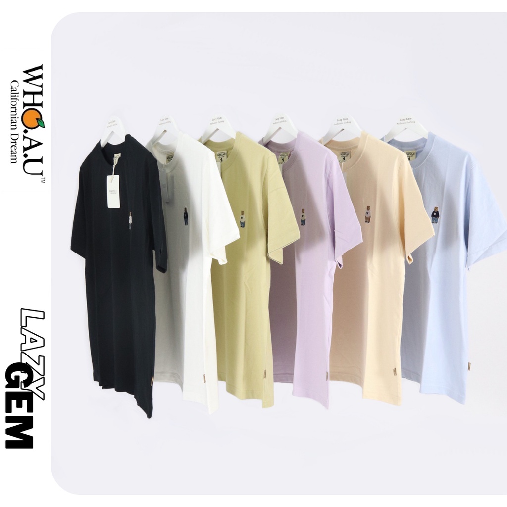 Áo Thun Gấu Logo Thêu Basic Who.A.U - Chính Hãng 100% HÀN QUỐC