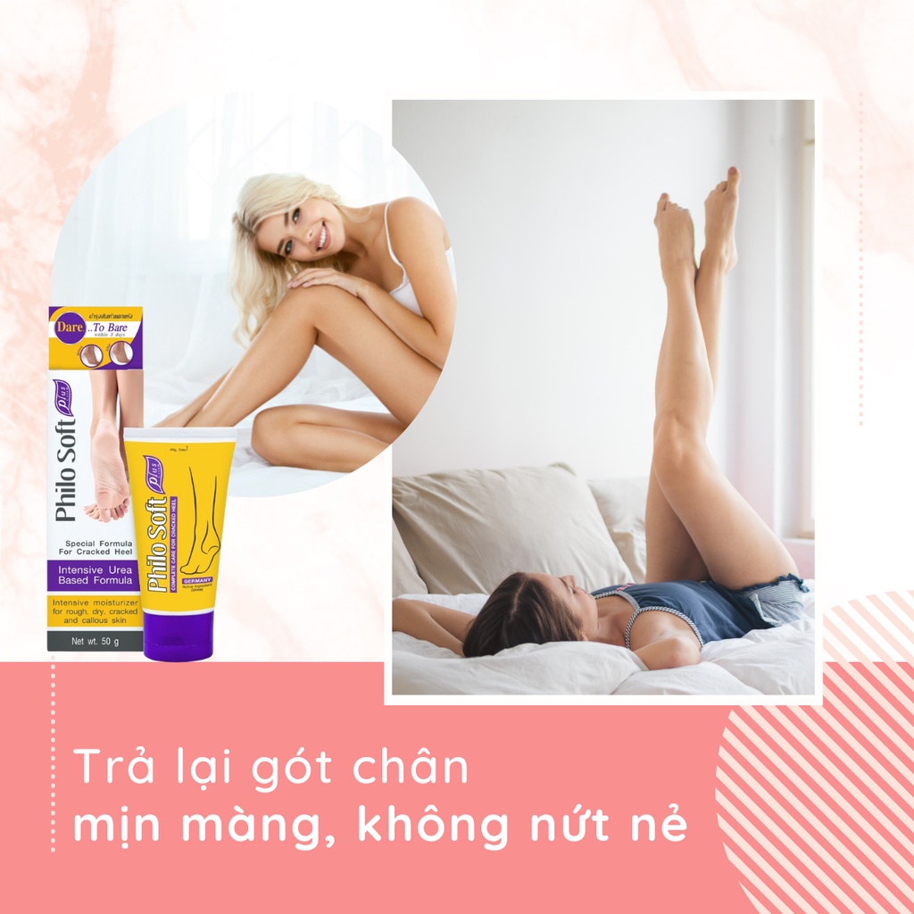 Kem thoa nứt gót chân Philosoft Plus Cream làm lành vết nứt, da chết và ngăn ngừa mồ hôi chân 50g