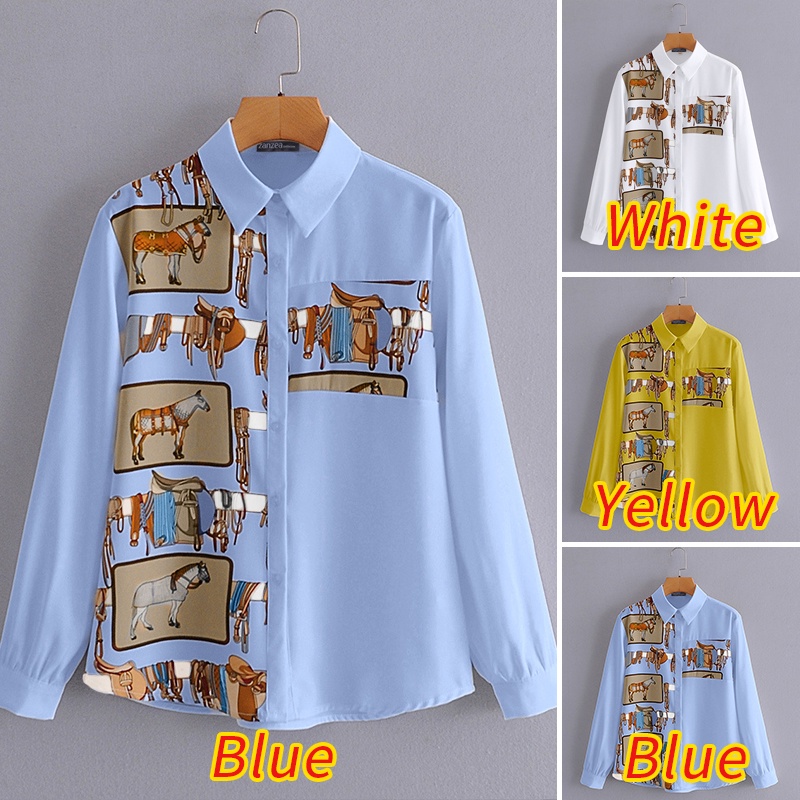 Áo sơ mi Zanzea tay dài dáng rộng cài nút thời trang thích hợp cho nữ