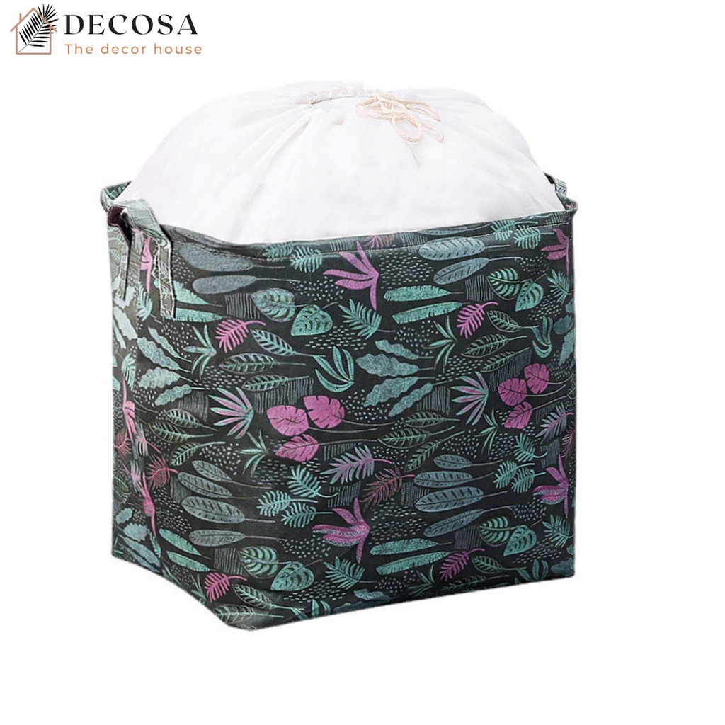 Giỏ đựng quần áo bằng vải cỡ lớn 100L có dây rút che bụi bẩn DECOSA