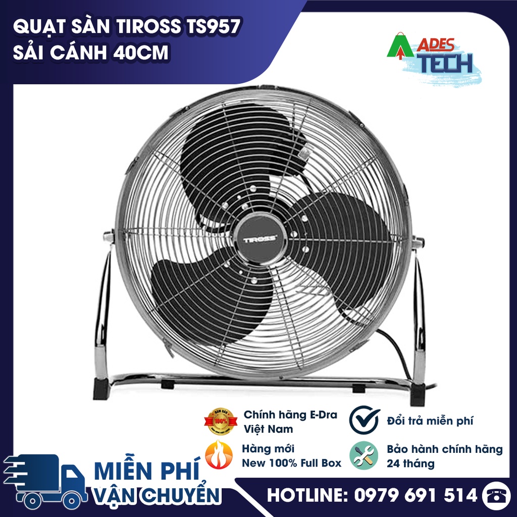 Quạt sàn Tiross TS957 sải cánh 40cm | Gió sâu, rộng, mạnh, tỏa gió đều