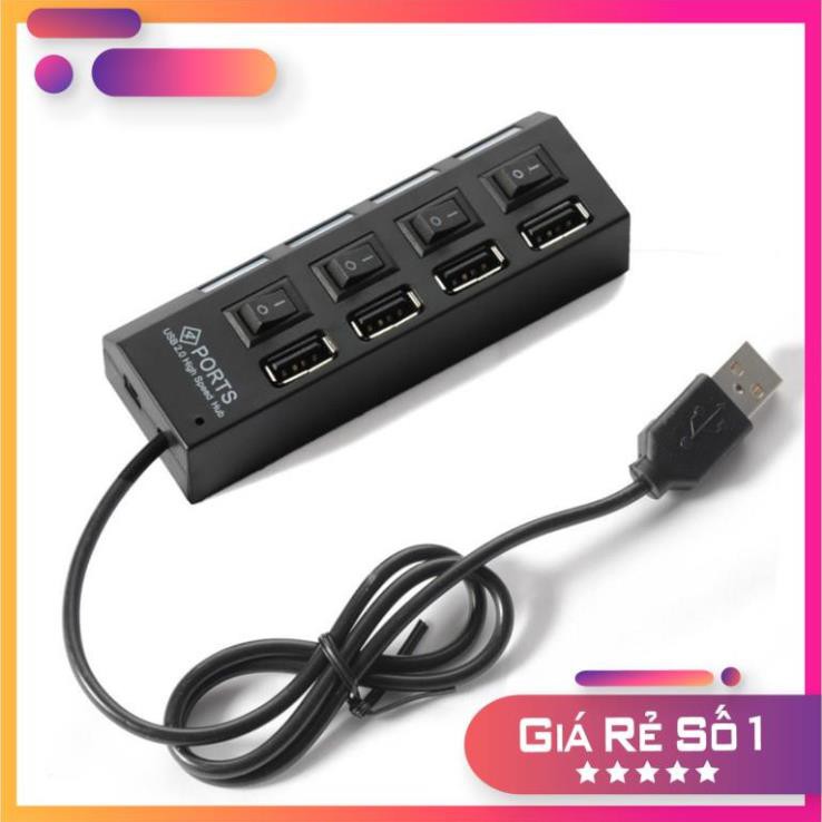 Hub chia USB 1 ra 4 có công tắc 2.0 - Hàng loại 1 - Bảo Hành Chính Hãng - 2T_PC