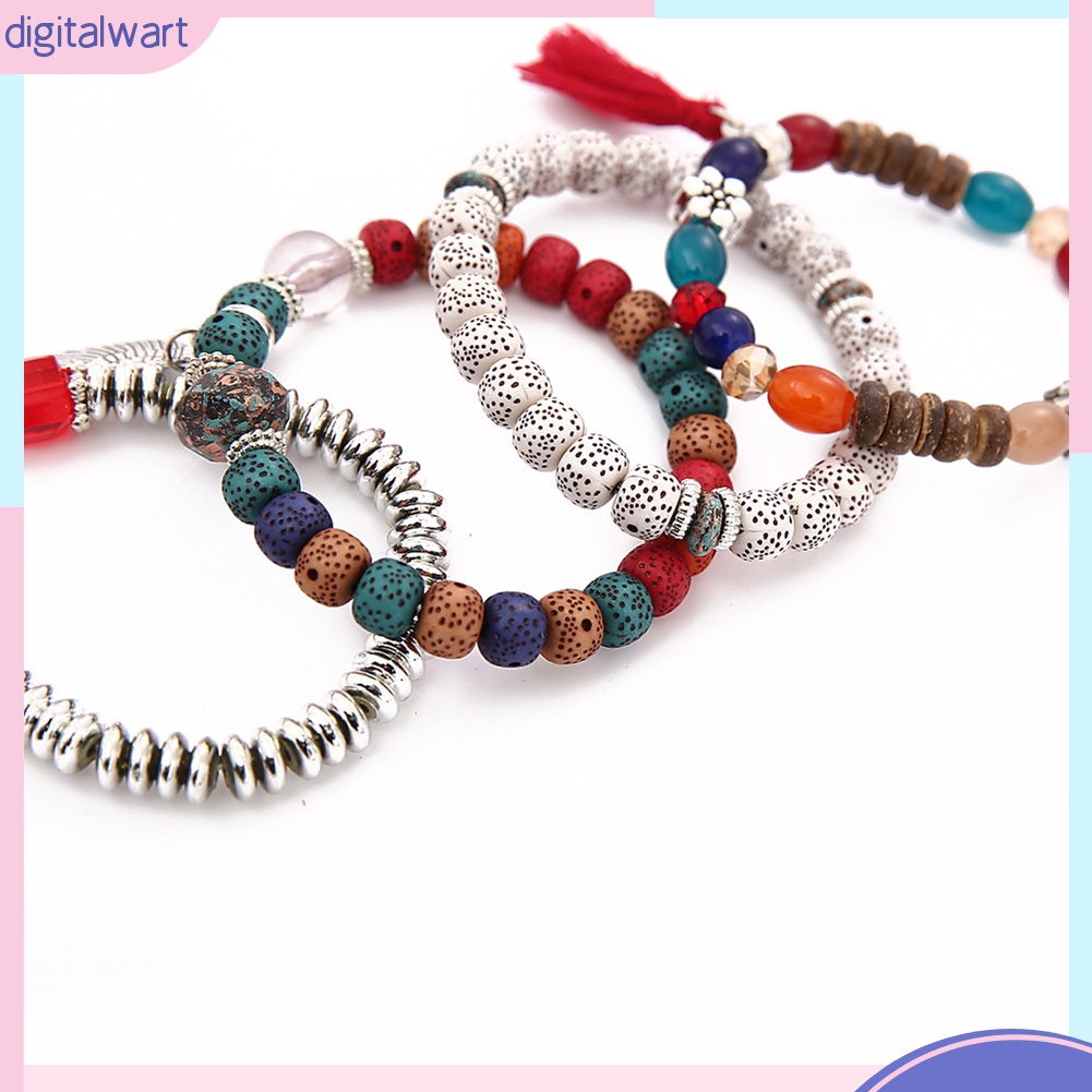 Vòng đeo tay chuỗi hạt nhiều lớp phong cách Bohemian cá tính thời trang cho nữ