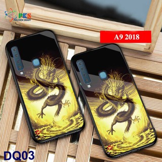Ốp lưng Samsung Galaxy A9 2018 in 3D hình rồng dạ quang mặt kính sáng bóng