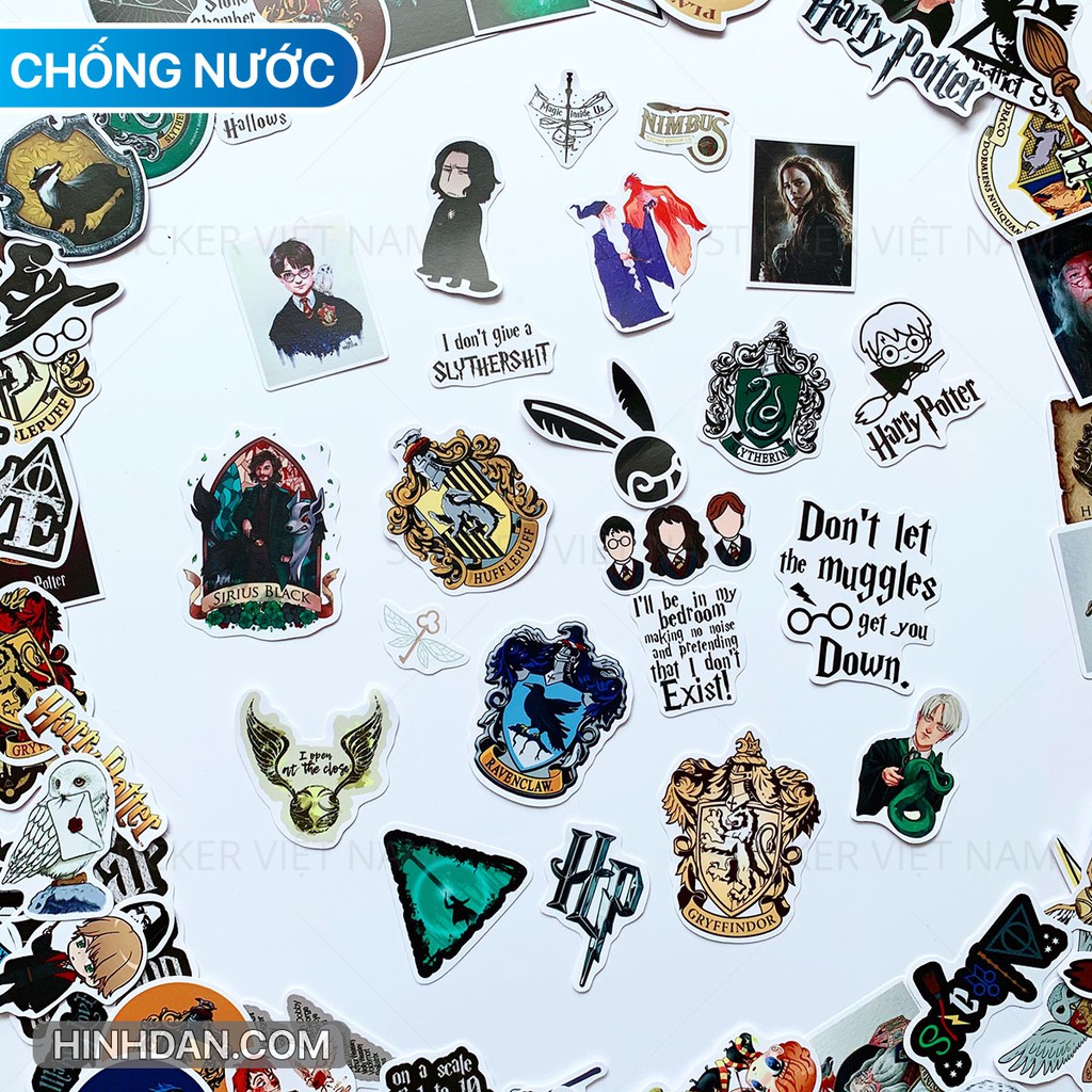 Sticker HARRY POTTER chống nước dán nón bảo hiểm, laptop, máy tính, xe, đàn guitar
