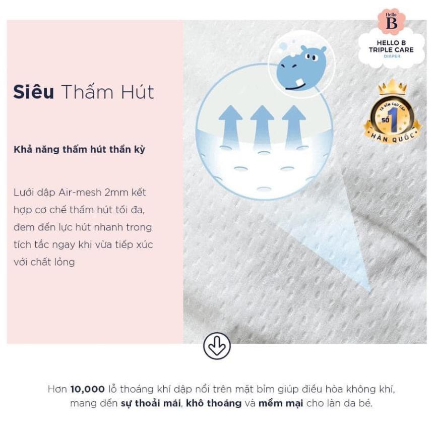 [HTN86]  TÃ DÁN HELLO B HÀN QUỐC Size S34/M30/L26/XXL22 + Tặng bánh ăn dặm + Rong biển tách muối + 4 tã mẫu