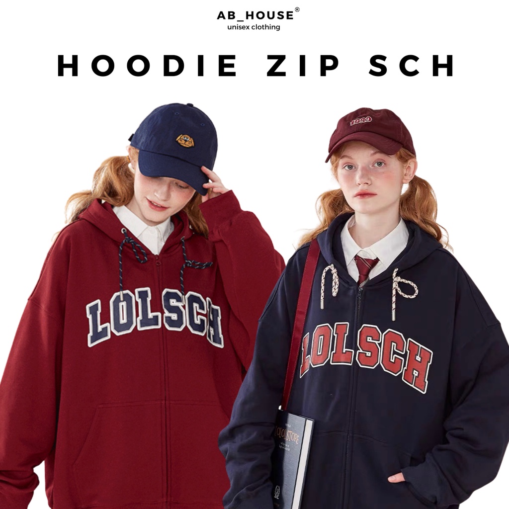 Áo Khoác Nỉ Bông SCH Hoodie Zip form rộng Unisex Nam Nữ (Ảnh Thật/Có Sẵn)