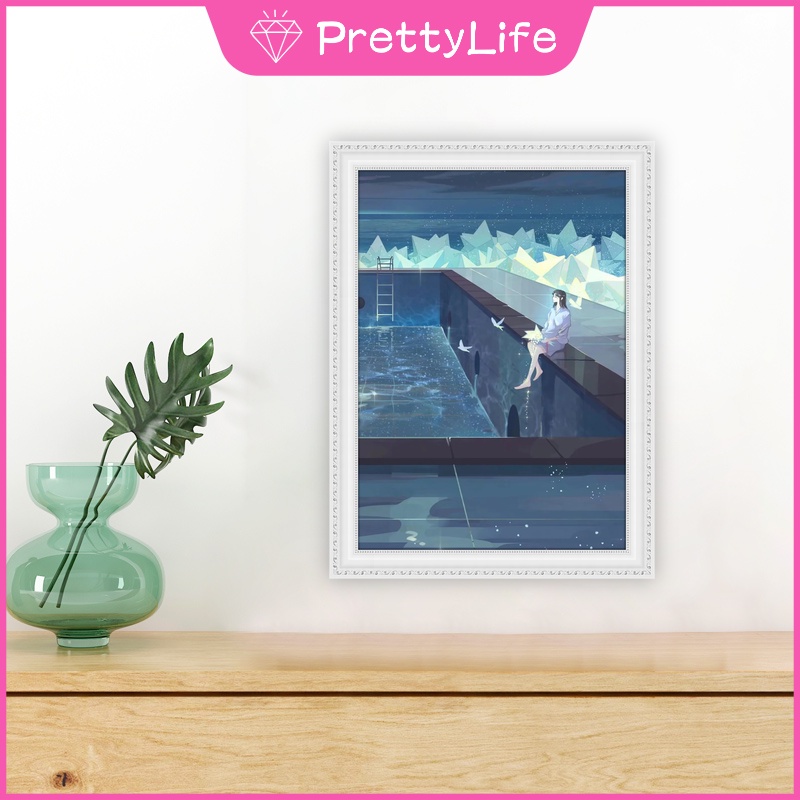 Bộ tranh đính đá 5D họa tiết cô gái &amp; ngôi sao độc đáo kích thước 30x40cm/40x50cm DIY