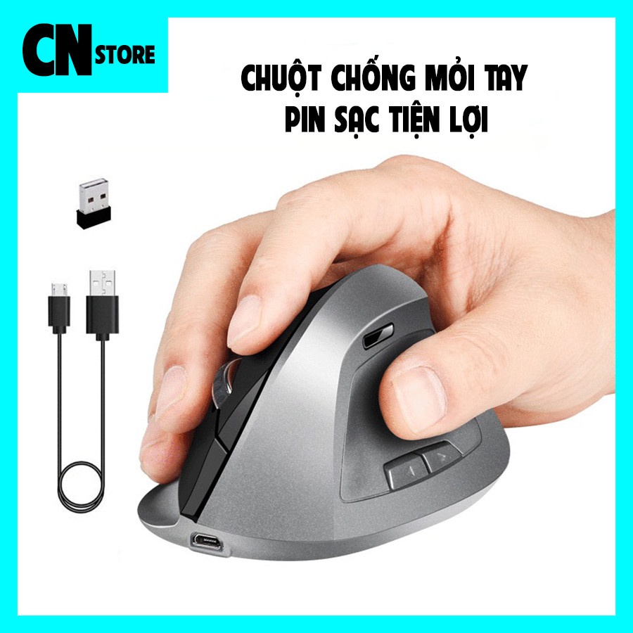 Chuột gaming không dây pin sạc ➖ Chuột dáng đứng chơi game chống mỏi thông minh loại 4 nút