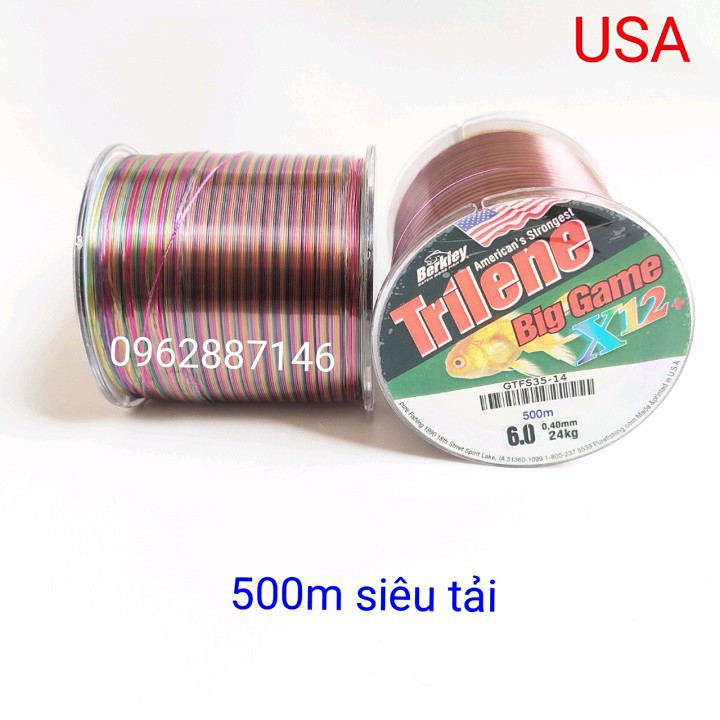 cước câu cá cước mỹ triline 500m 7 màu x12