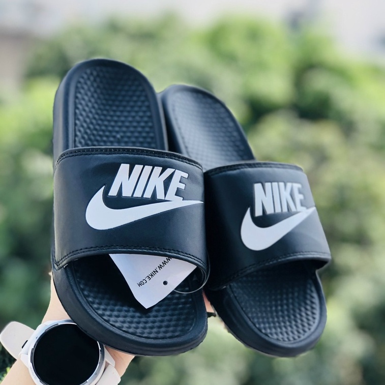 Dép unisex 𝐍𝐈𝐊𝐄 ❤️FREESHIP + Hộp❤️ nike nk quai ngang thể thao nam nữ mk in đen trắng QC, tem tag mac đây đủ