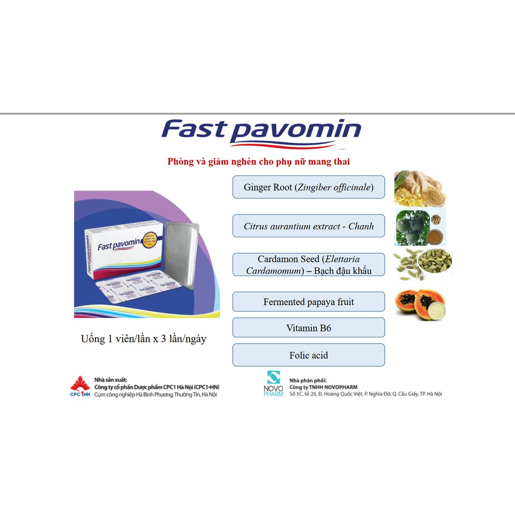 TPBVSK Fast pavomin GOLD giảm các triệu chứng ốm nghén cho mẹ bầu