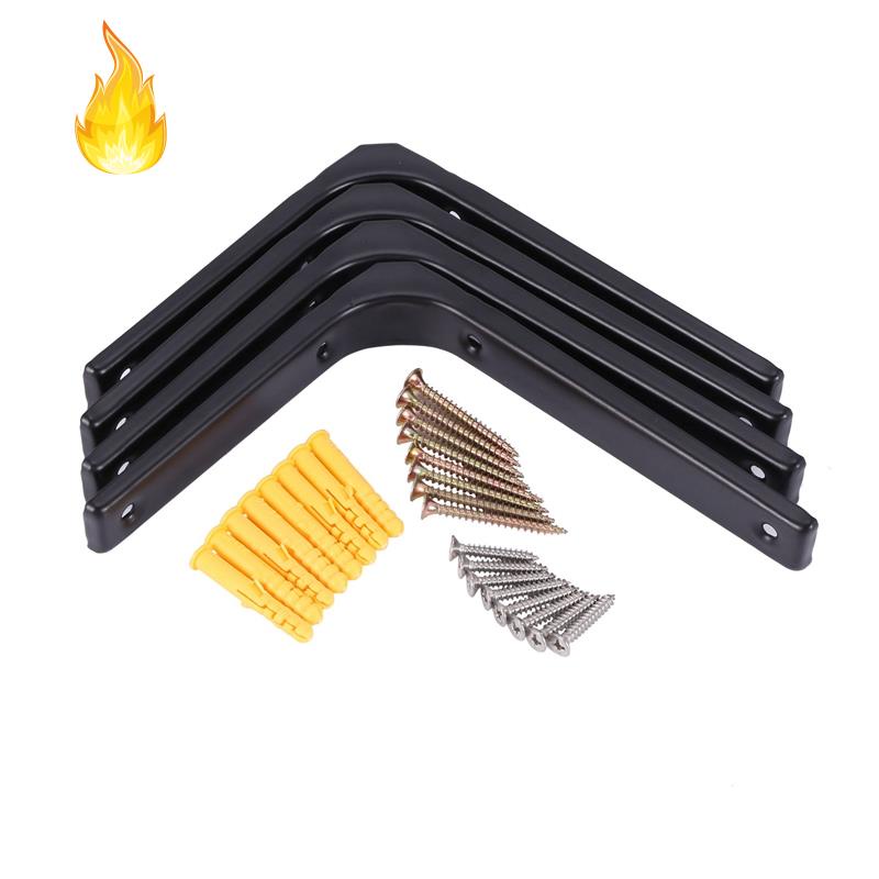 Set 4 giá đỡ kệ gắn tường bằng sắt màu đen kích thước 8x6 Inch