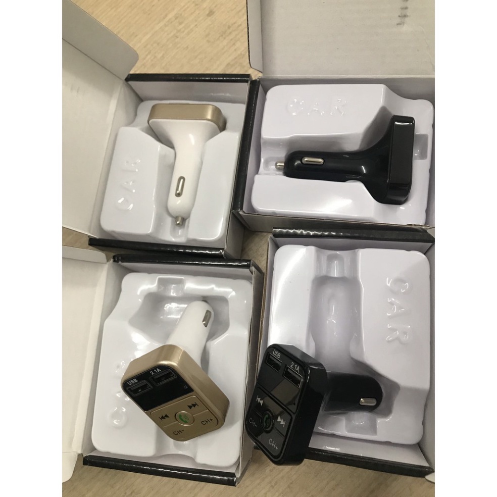 Tẩu nghe nhạc MP3 trên ô tô đường truyền Bluetooth 2ADP, tích hợp bộ phát FM, kèm cổng sạc nhanh USB