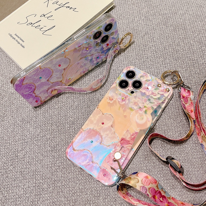 Ốp Điện Thoại Mềm Lấp Lánh Có Dây Đeo Cho iPhone 11 12 13 14 iPhone 11 Pro Max 12 Pro Max 13 Pro Max 14 Pro Max