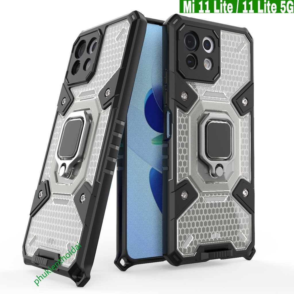 Ốp lưng Xiaomi Mi 11 Lite / 11 Lite 5G chống sốc tổ Ong Iring không gian mới giá đỡ xem phim