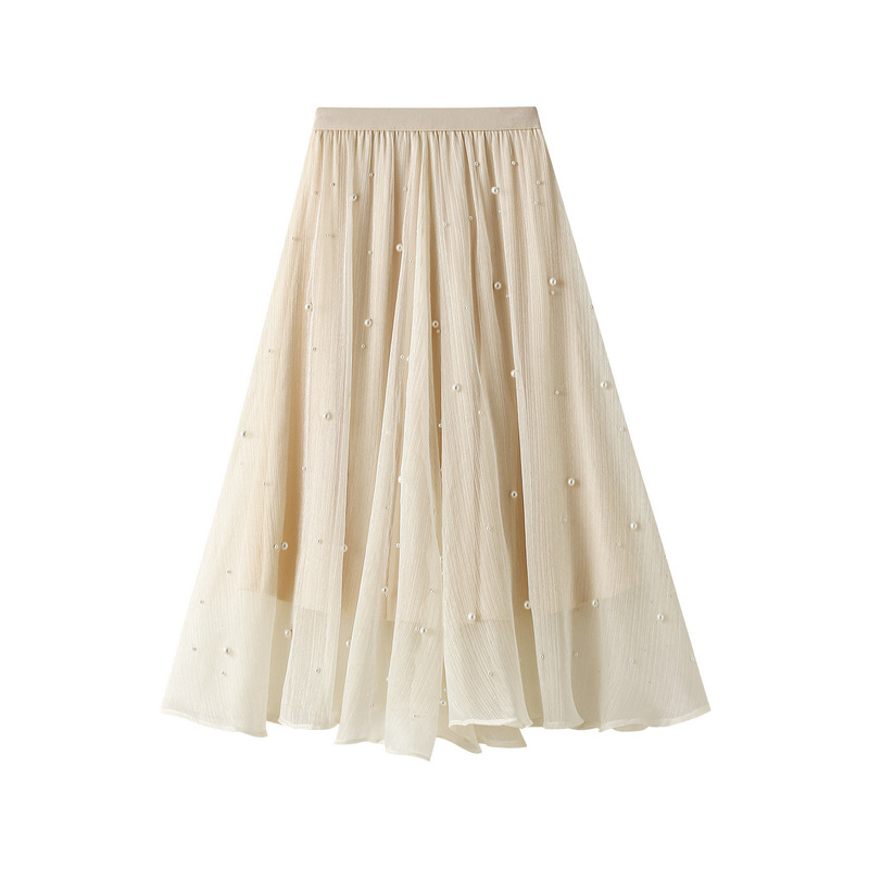 Ruffled beaded skirt, new high-waisted long skirt, irregular mid-length skirt | BigBuy360 - bigbuy360.vn