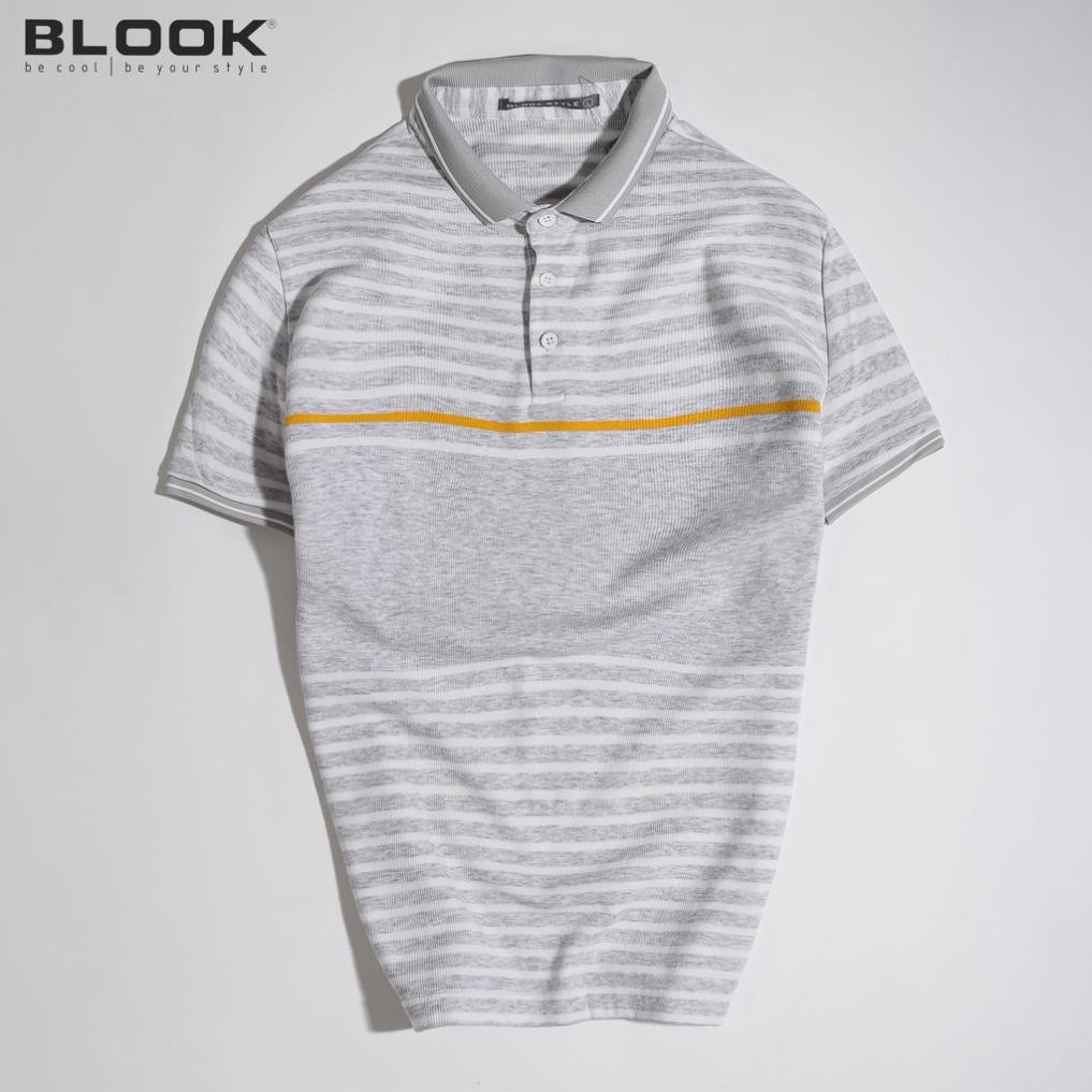 [Cực Chất] Áo Polo Nam BLOOK Vải cotton màu Xám muối sọc mã 33232 (HÌNH THẬT)