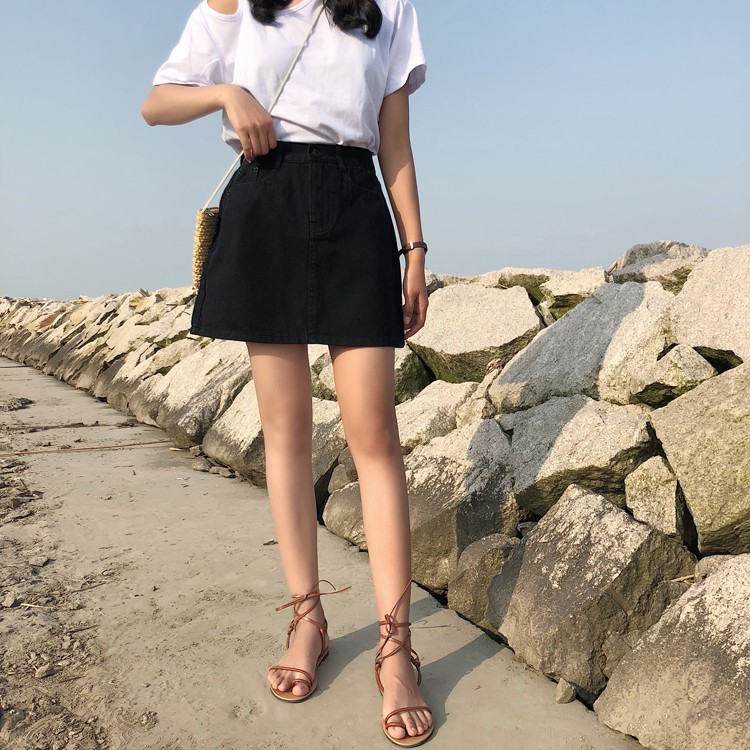 Chân váy jean nữ chữ A Emilyshop ulzzang