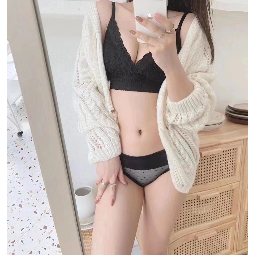 [Meini] Áo Lót Tam Giác Mỏng Ngực Tam Giác Không Gọng Thép Phối Ren Quyến Rũ Kiểu Pháp Cho Nữ Ngực Nhỏ | BigBuy360 - bigbuy360.vn