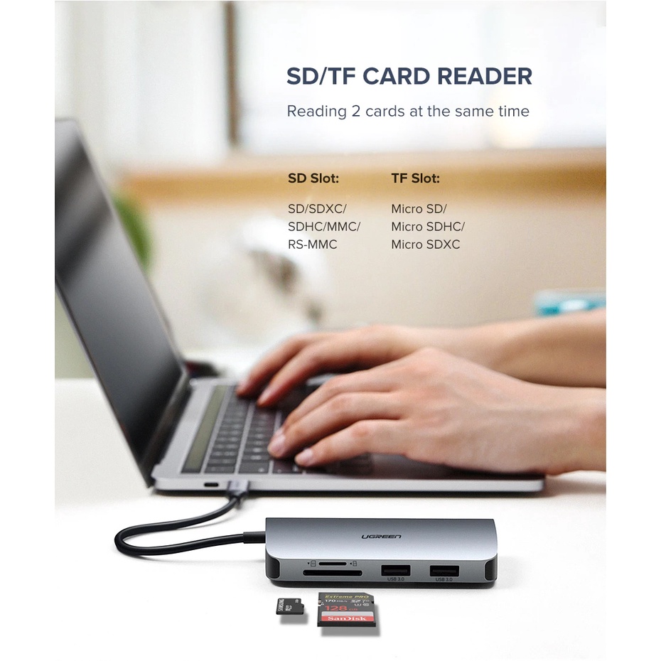 Hub Type C Mở Rộng Ra USB, HDMI, VGA, LAN vv UGreen CM179 - BH 18T Chính Hãng