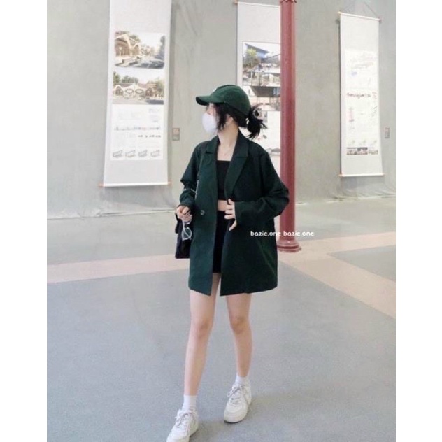 Áo blazer dài tay màu Xanh hottrend Mitstore