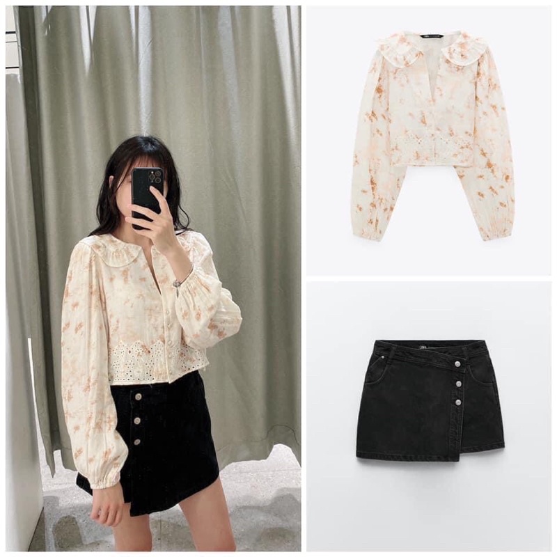 [ORDER-ẢNH THẬT] Quần shorts Zara jeans giả váy xuất xịn